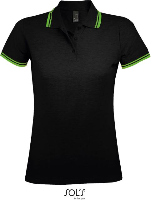Women's polo shirt - black-lime color, Sol's