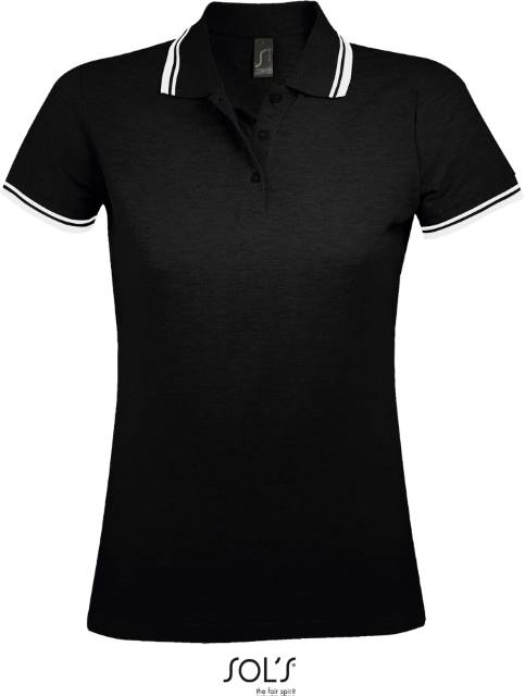 Women's polo shirt - black-white, Sol's