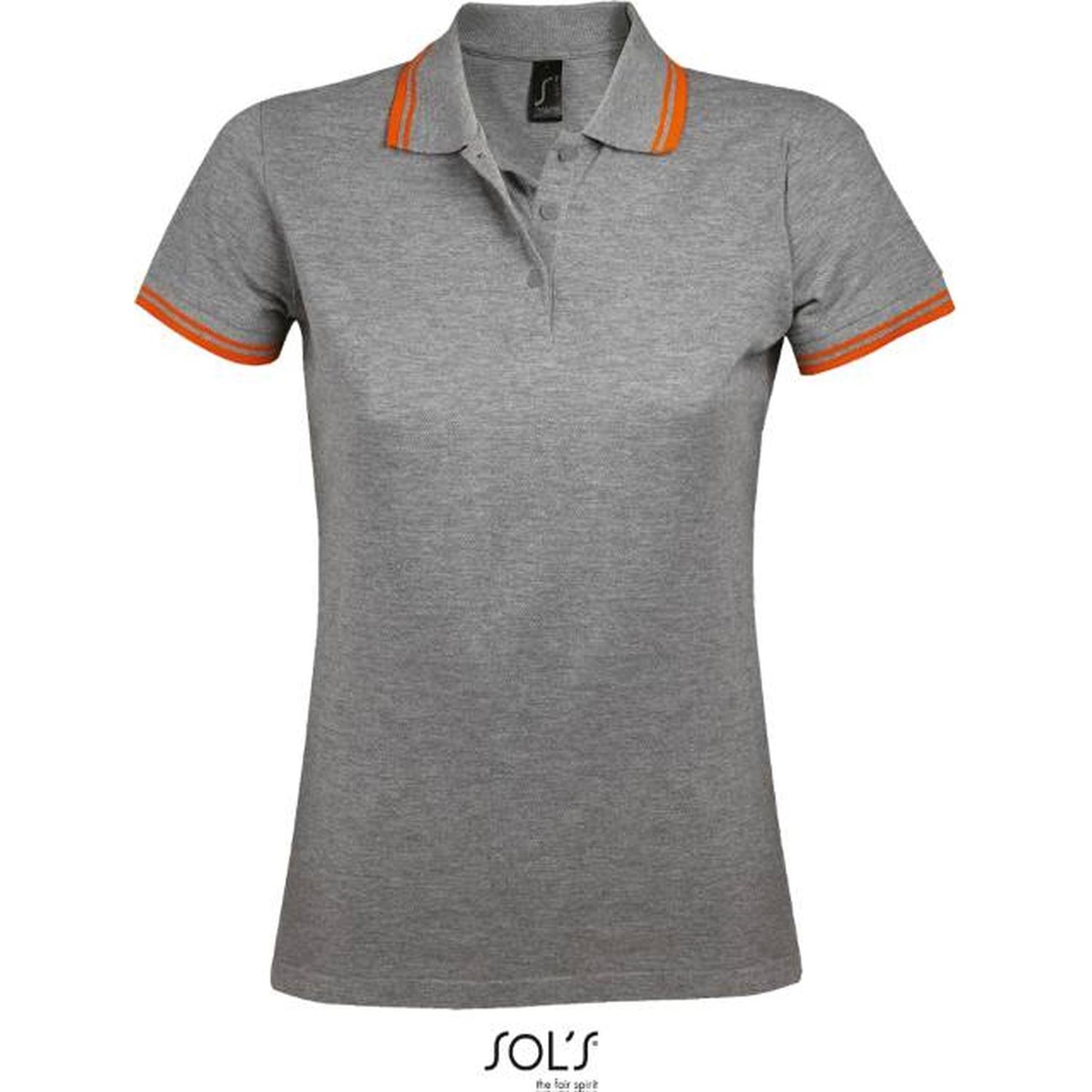 Women's polo shirt - color gray melange-orange, Sol's