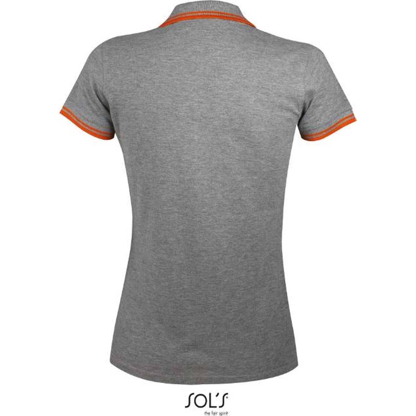 Women's polo shirt - color gray melange-orange, Sol's