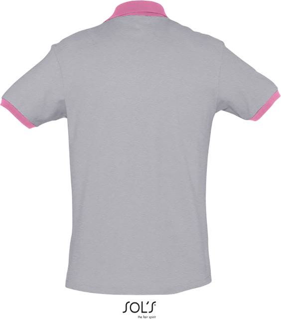 Men's two-tone polo shirt - gray melange-pink