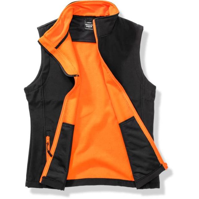 Women's 2-layer softshell vest - color black-orange, model 30.232F