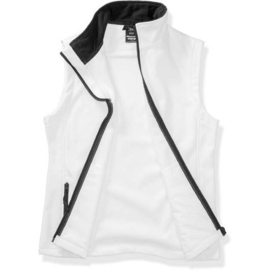 Chaleco softshell de 2 capas para mujer, color blanco-negro