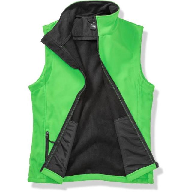Men's 2-layer softshell vest, bright green-black color