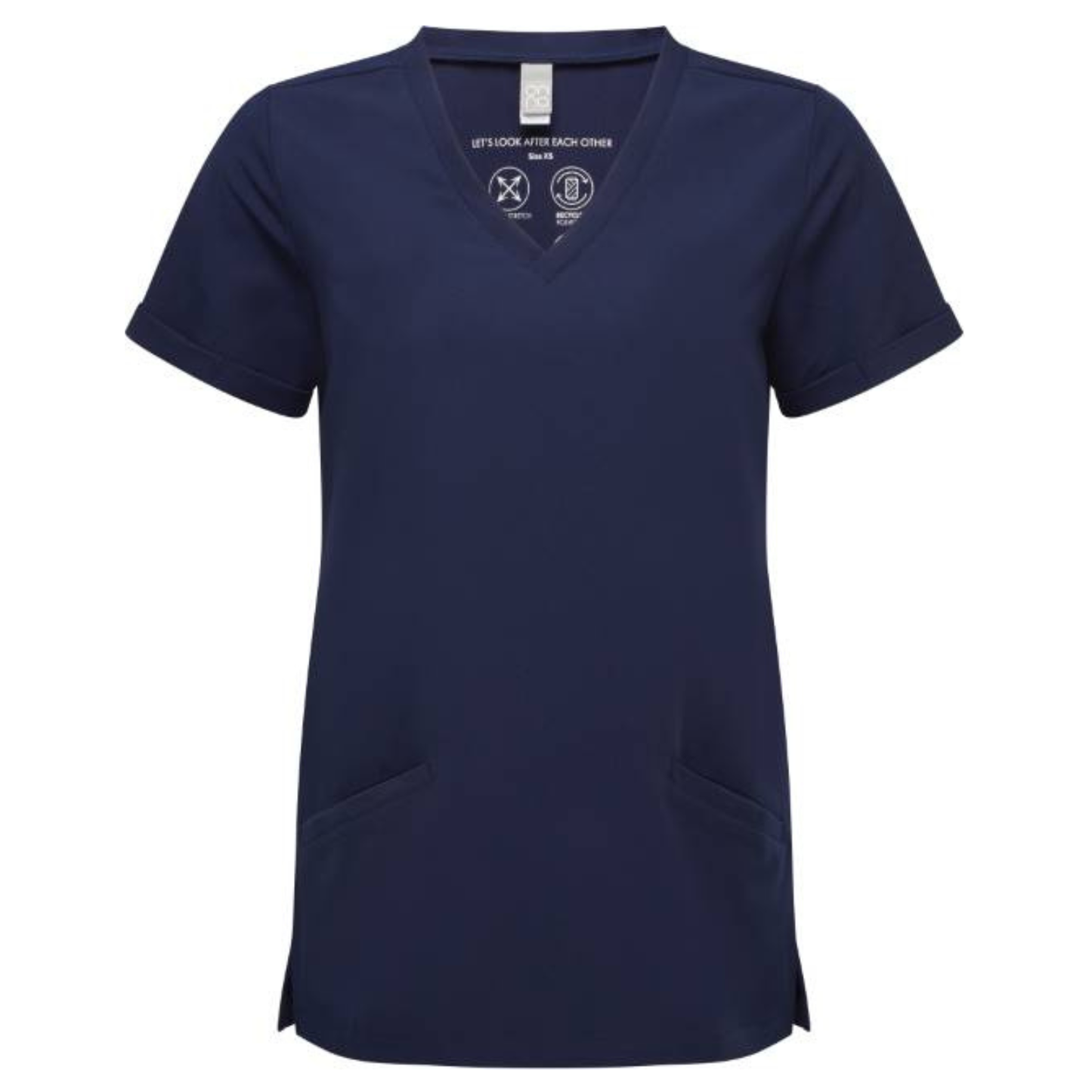 Women's tunic with V-neck and elastic fabric - color navy blue