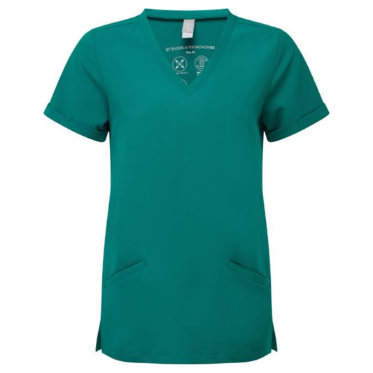 Women's tunic with V-neck and elastic fabric - color green