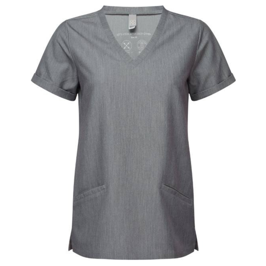 Women's tunic with V-neck and elastic fabric - color gray