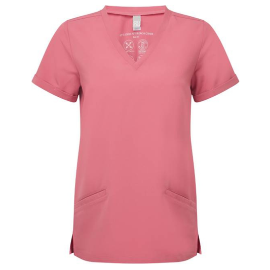 Women's tunic with V-neck and elastic fabric - color pink