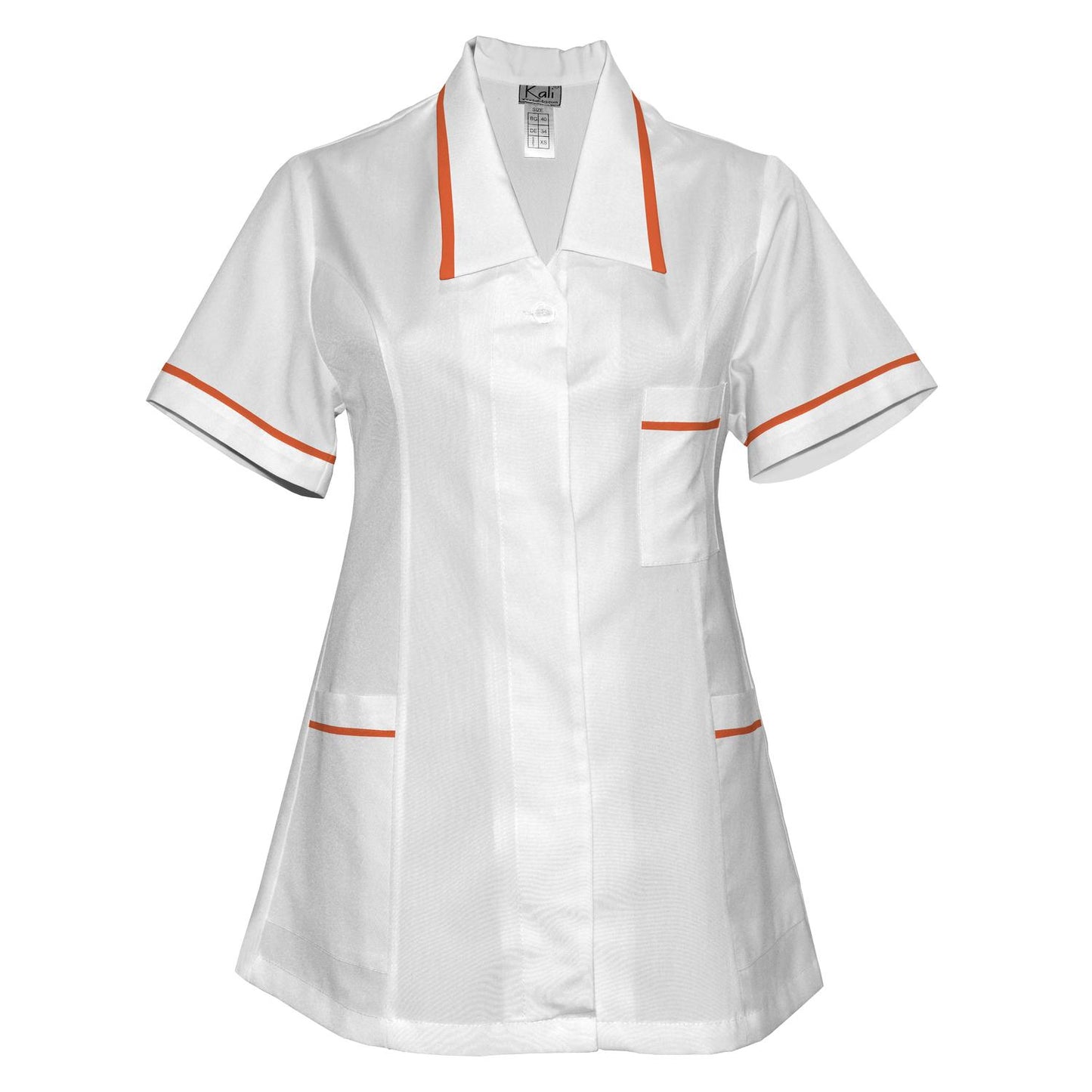 Дамска бяла туника с гарнитура - цвят оранжев, модел F212-2T – Медицински облекла Кали