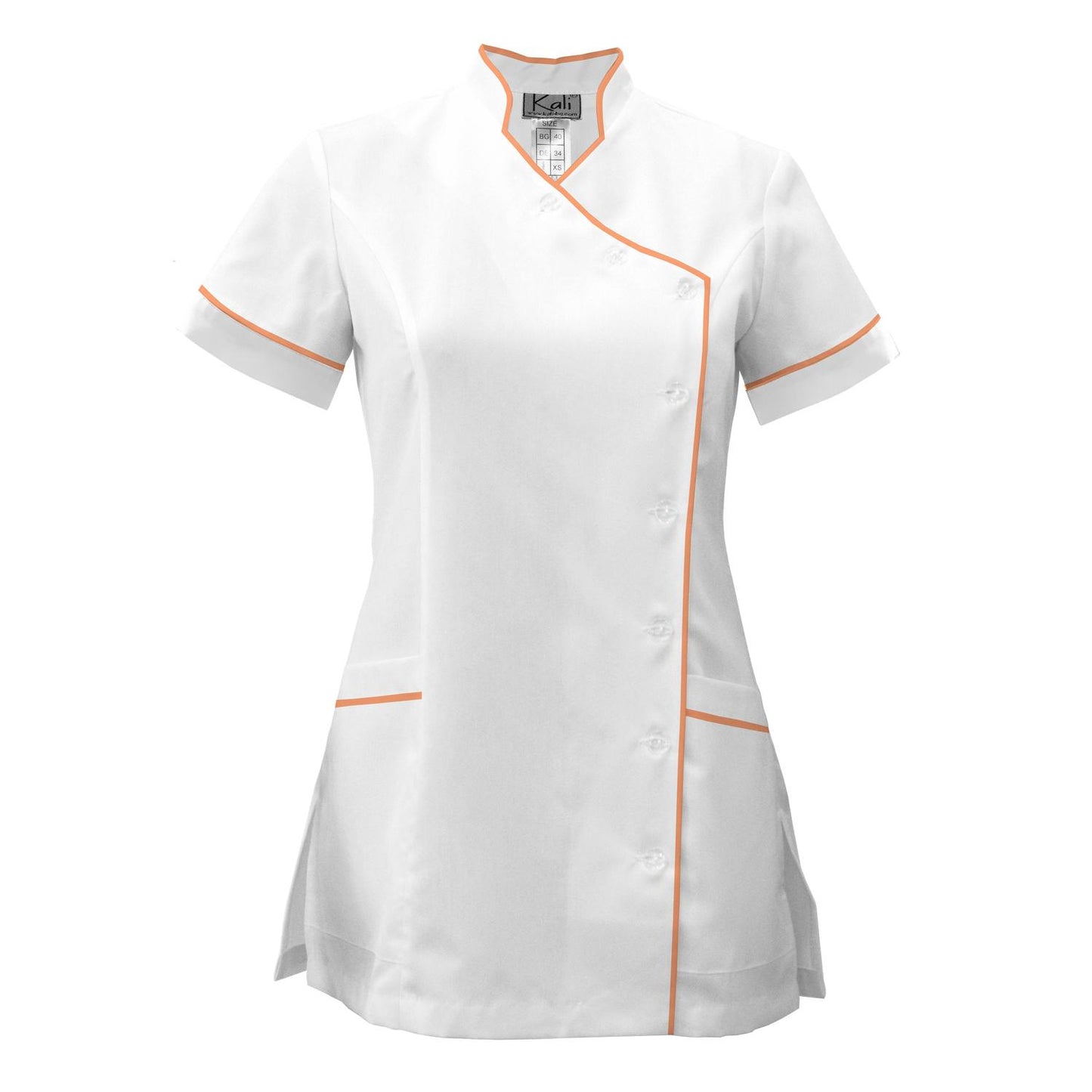 Дамска бяла туника странично закопчаване с гарнитура - цвят бананов, модел F207-4A – Медицински облекла Кали