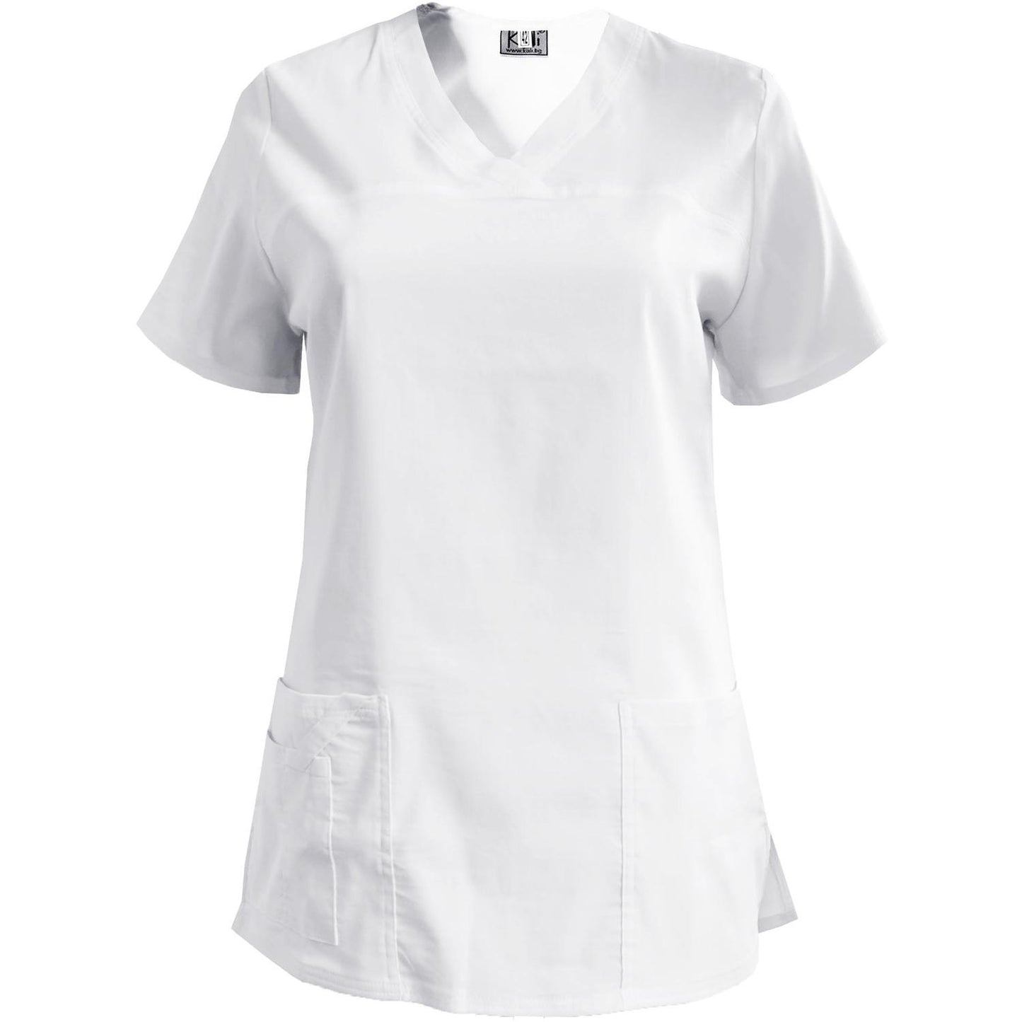 Дамска еластична туника - цвят бял без гарнитура, модел FVE – Медицински облекла Кали