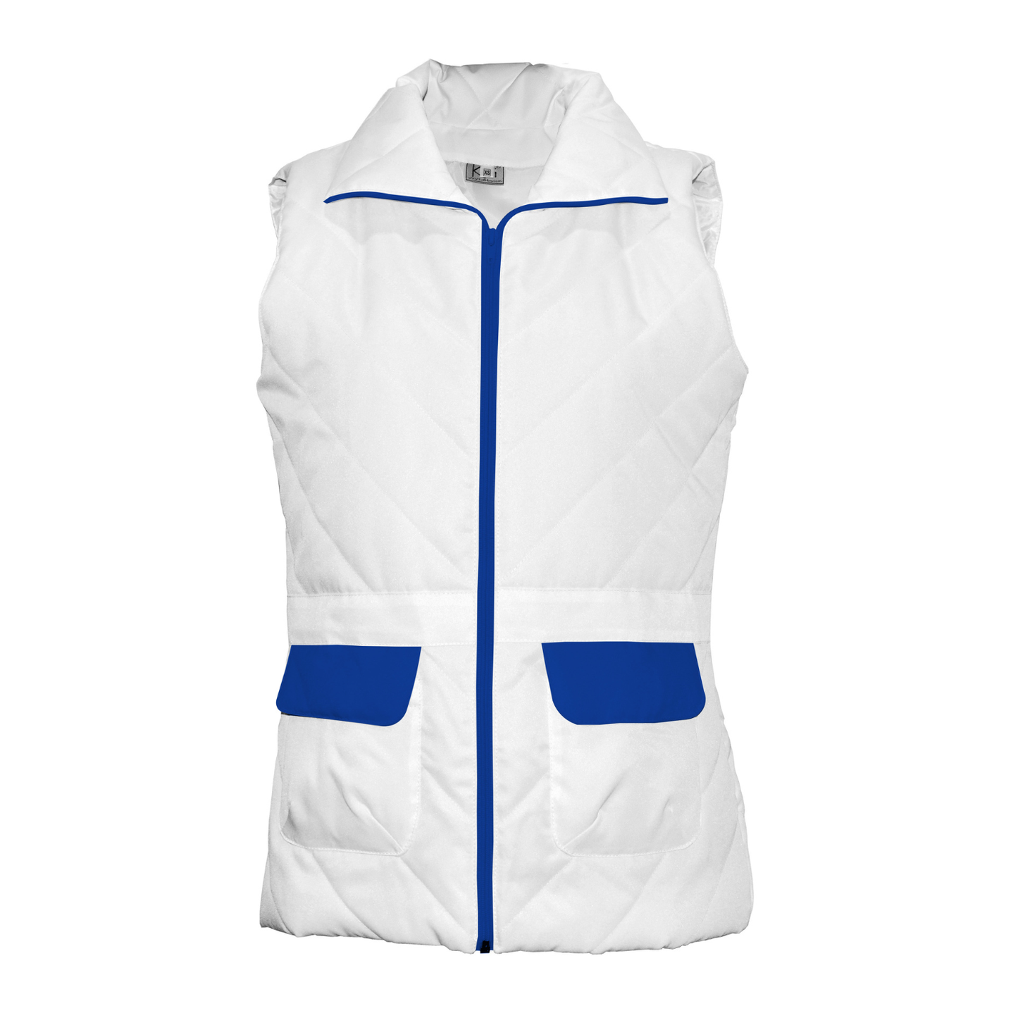 Women's white vest with trim - royal blue color, model ES230-1