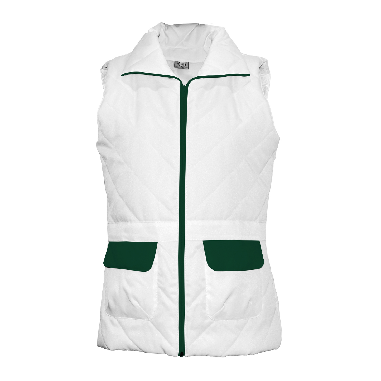 Women's white vest with trim - color olive green, model ES230-1