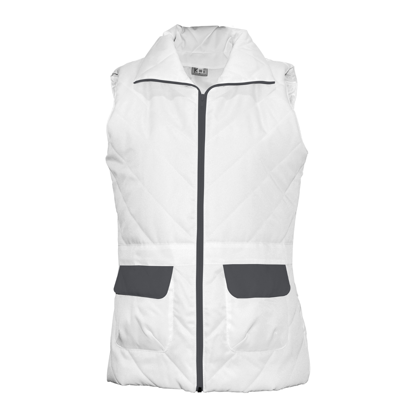Women's white vest with trim - color dark gray, model ES230-1