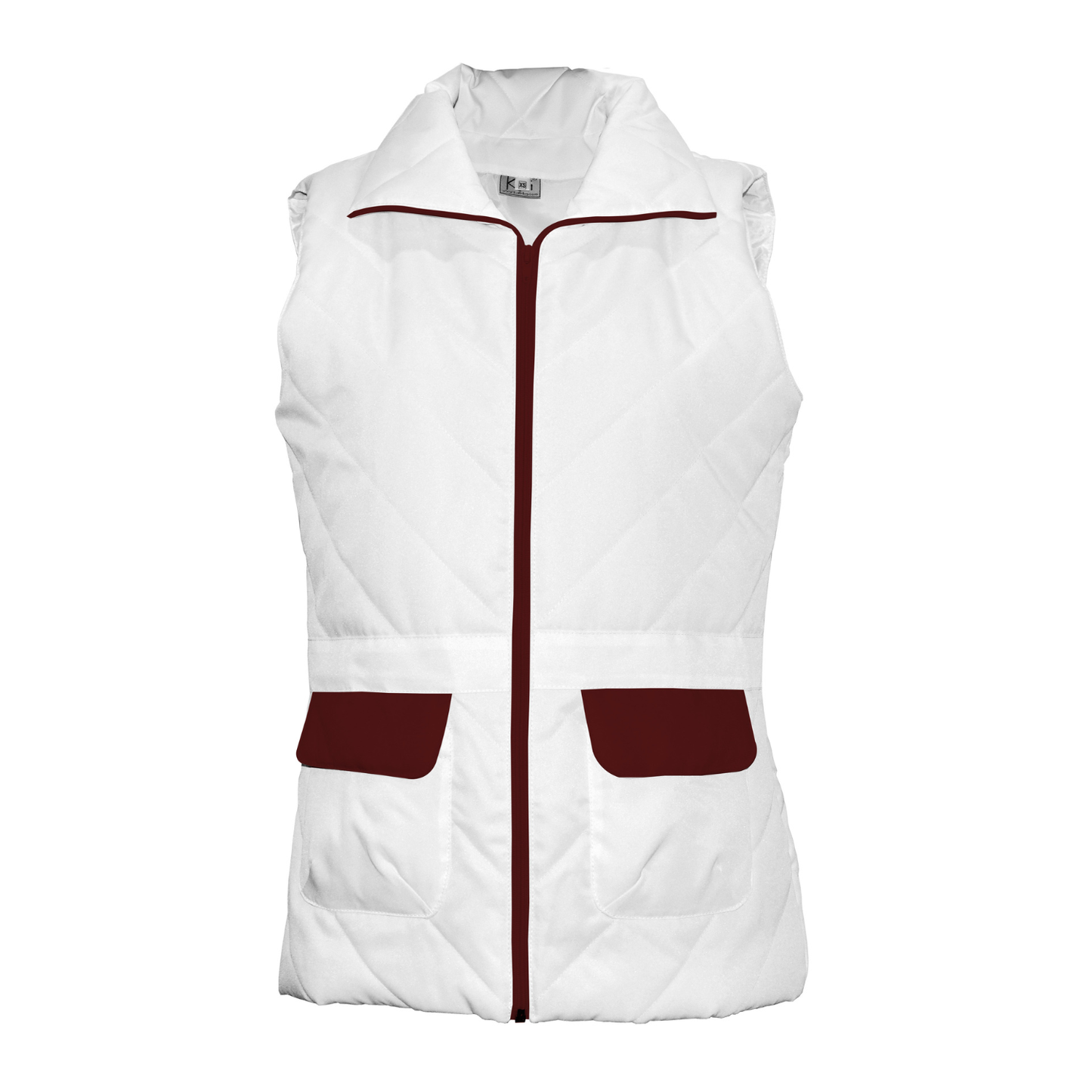 Women's white vest with trim - wine color, model ES230-1