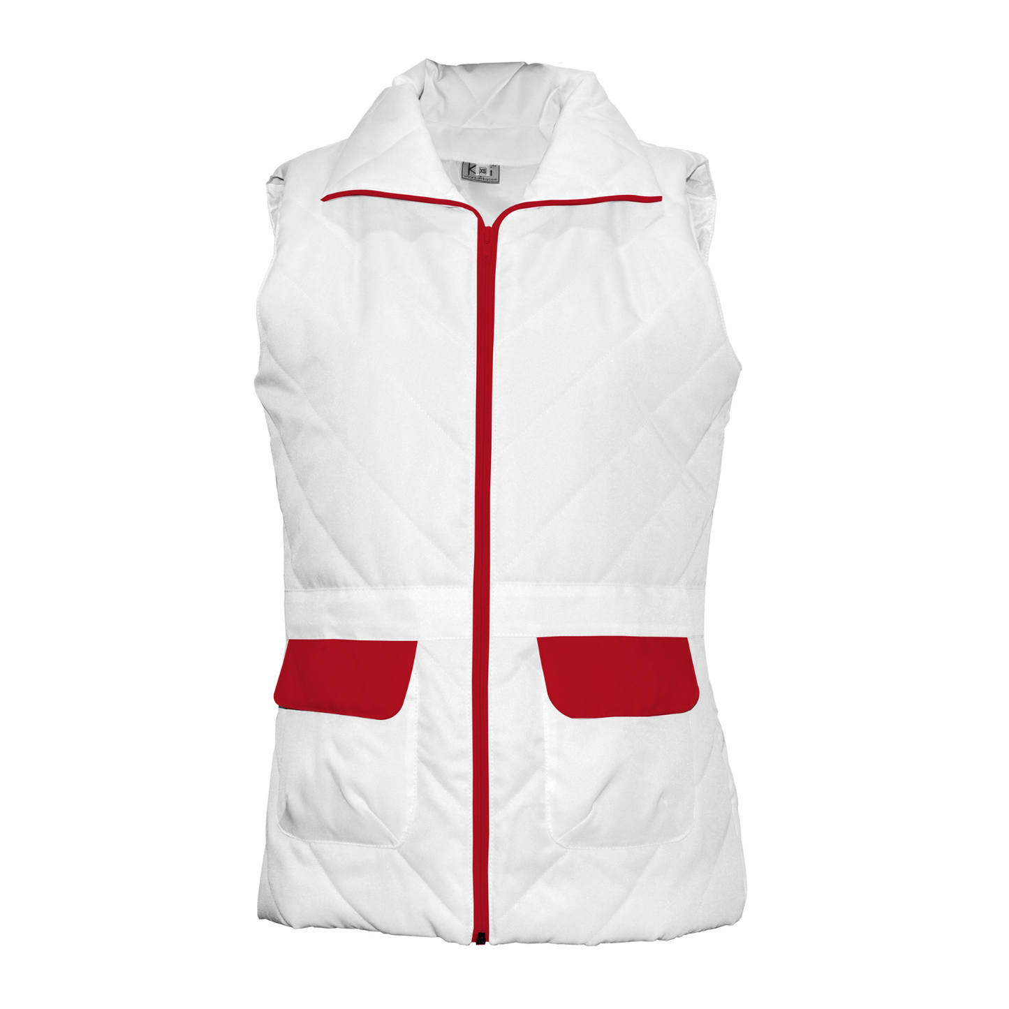Women's white vest with trim - color red, model ES230-1