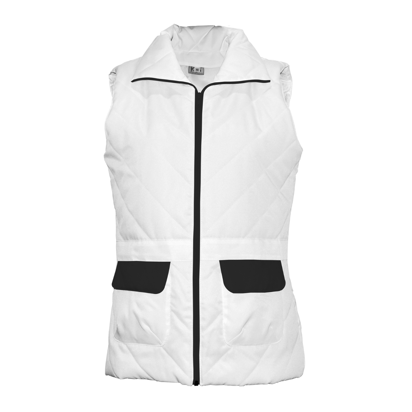 Women's white vest with trim - color black, model ES230-1