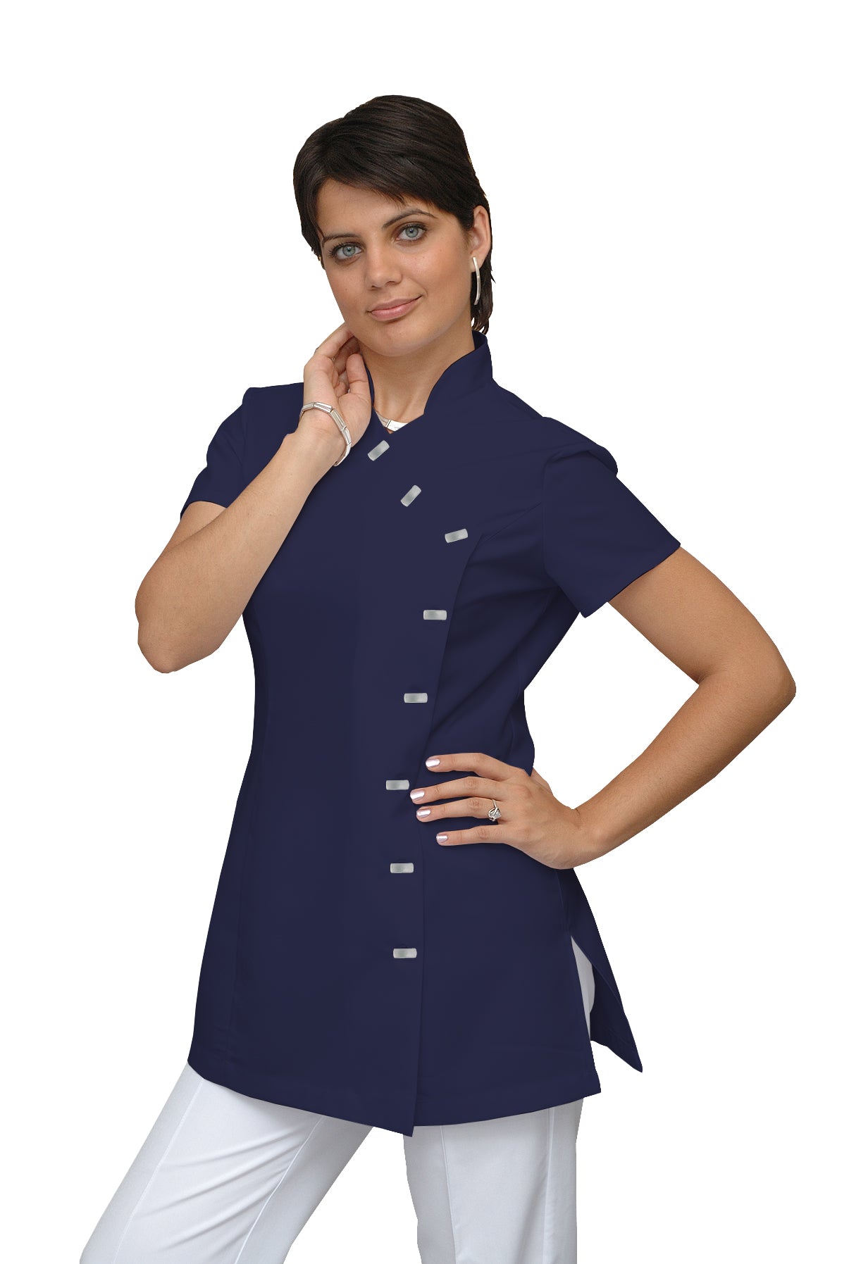 Women's tunic with side fastening - color navy blue, model F207-4A