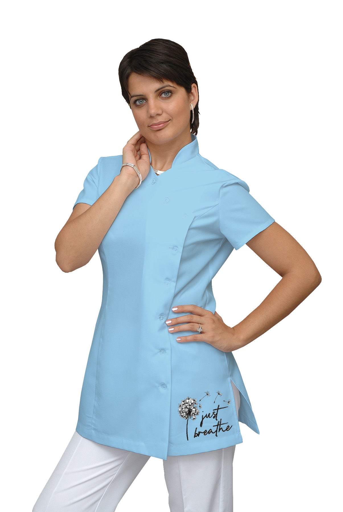 Women's tunic with side fastening - color light blue, model F207-4A