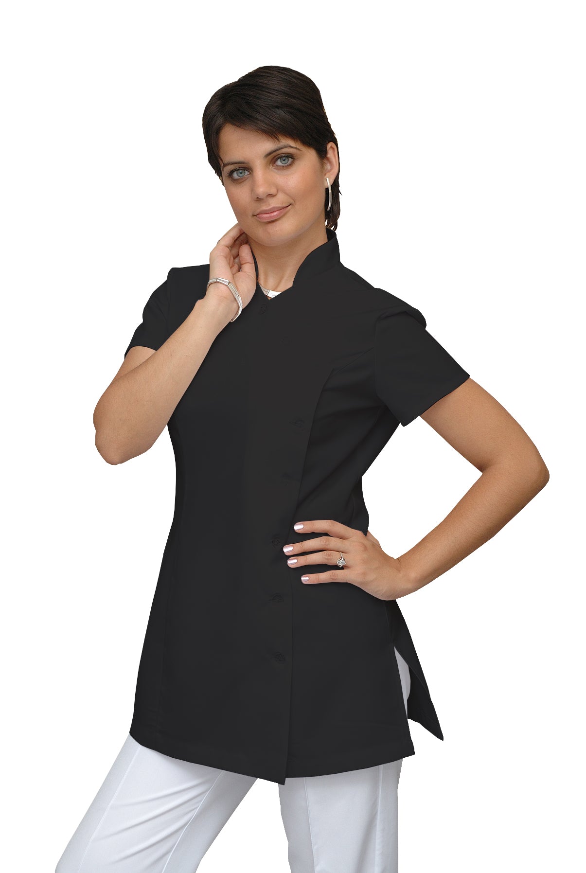 Women's tunic with side fastening - color black, model F207-4A