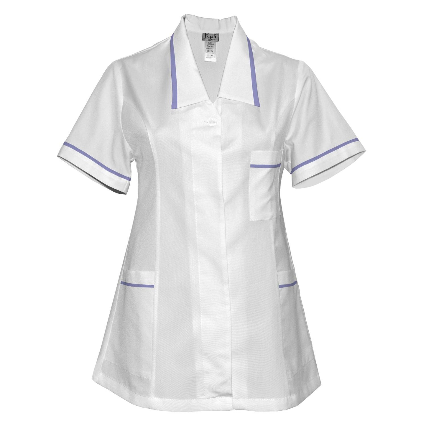 Túnica blanca de mujer con ribete - color morado, modelo F212-2T