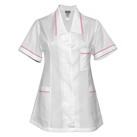 Túnica blanca de mujer con ribete - color rosa, modelo F212-2T