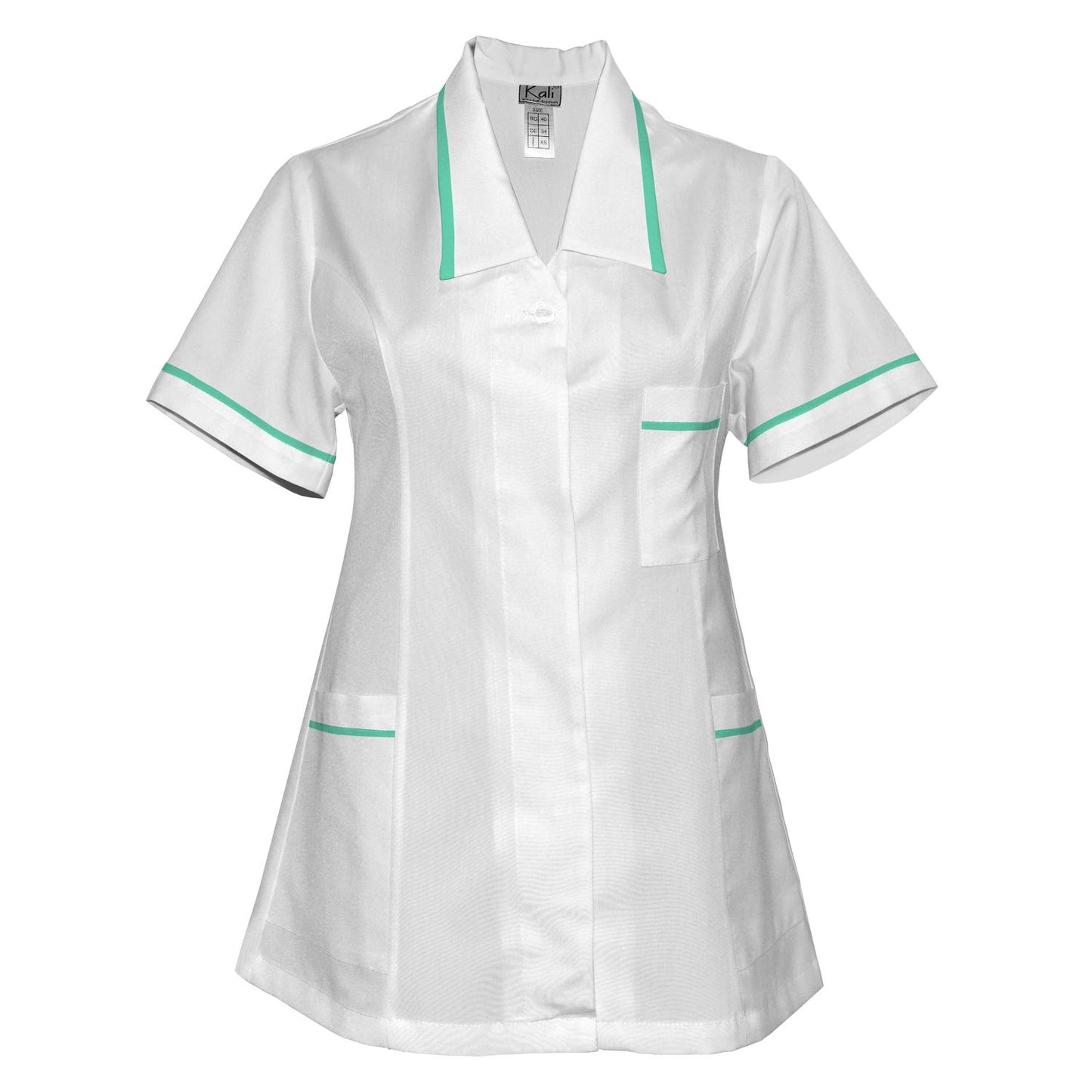 Women's white tunic with trim - mint color, model F212-2T