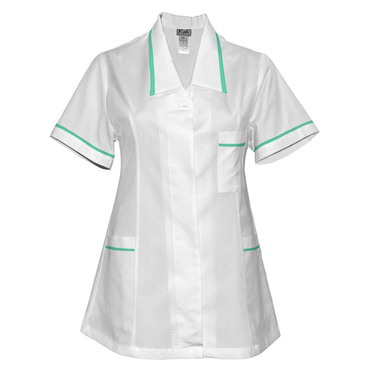 Túnica blanca de mujer con ribete - color menta, modelo F212-2T