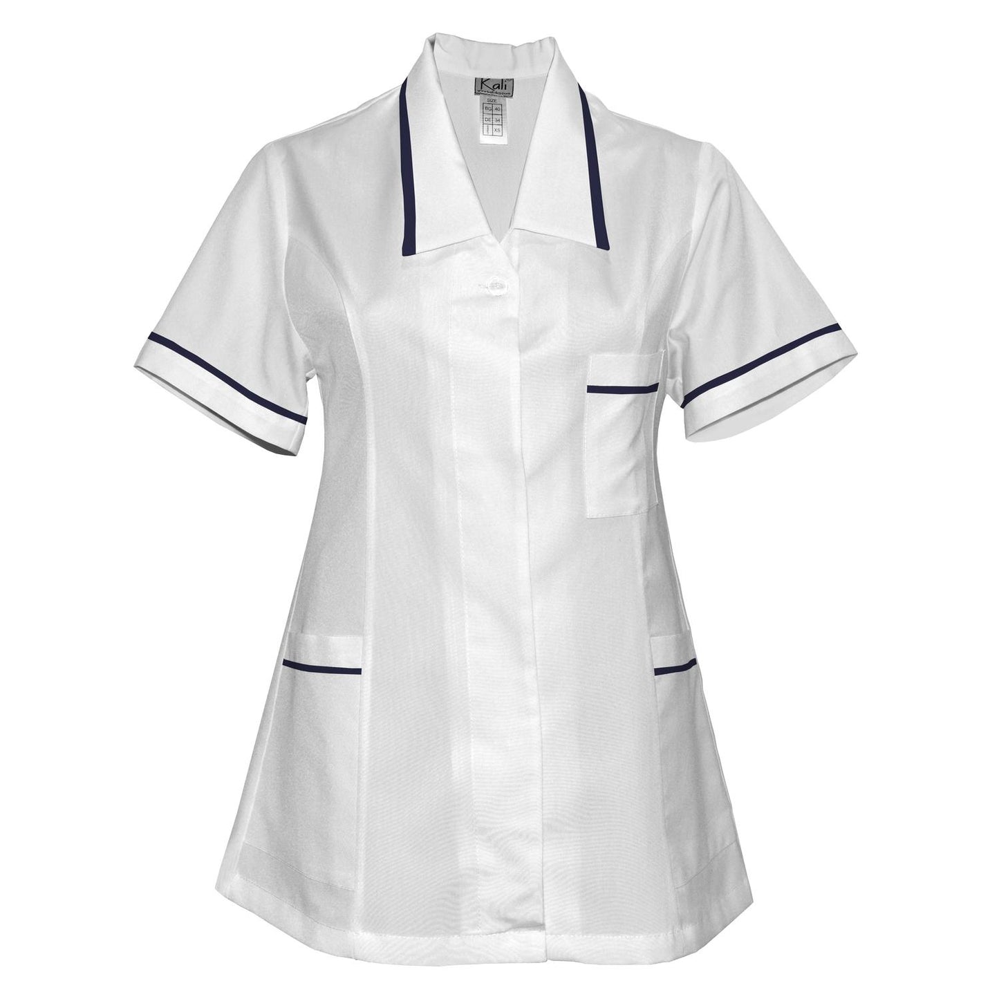 Women's white tunic with trim - color dark blue, model F212-2T