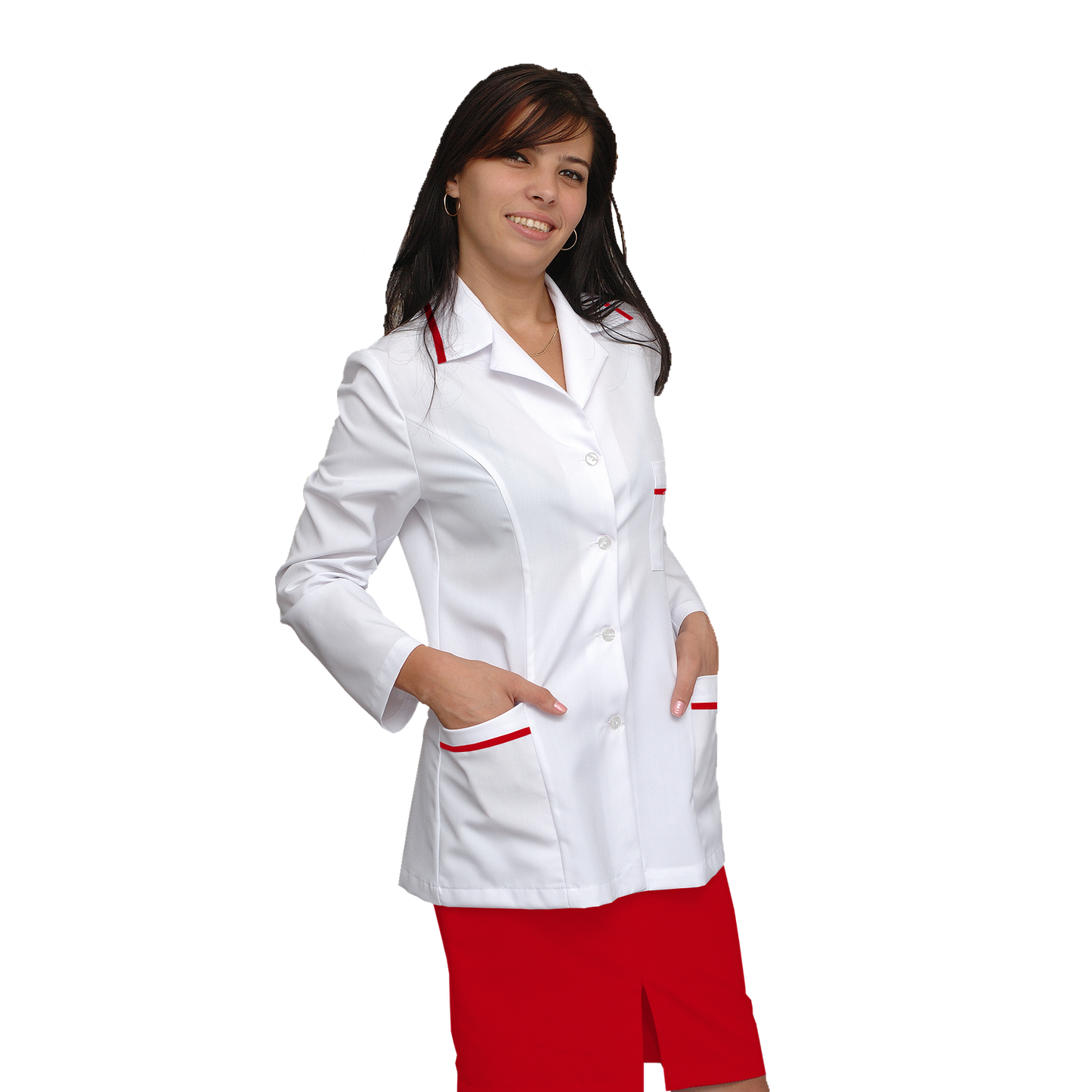 ORDER of women's white tunic with trim - color red, model F222-2