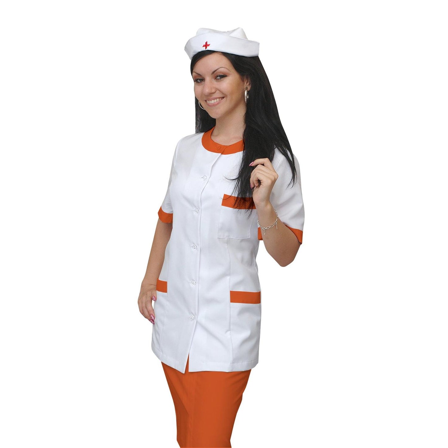 ORDER of women's white tunic with trim - color orange, model F222-2U