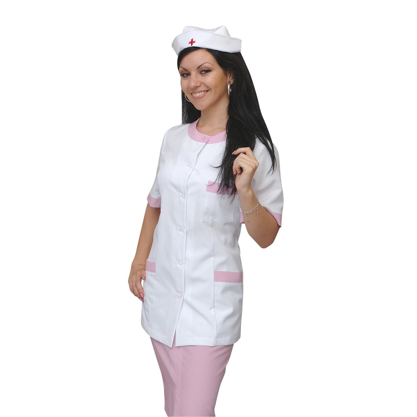 ORDER of women's white tunic with trim - color pink, model F222-2U