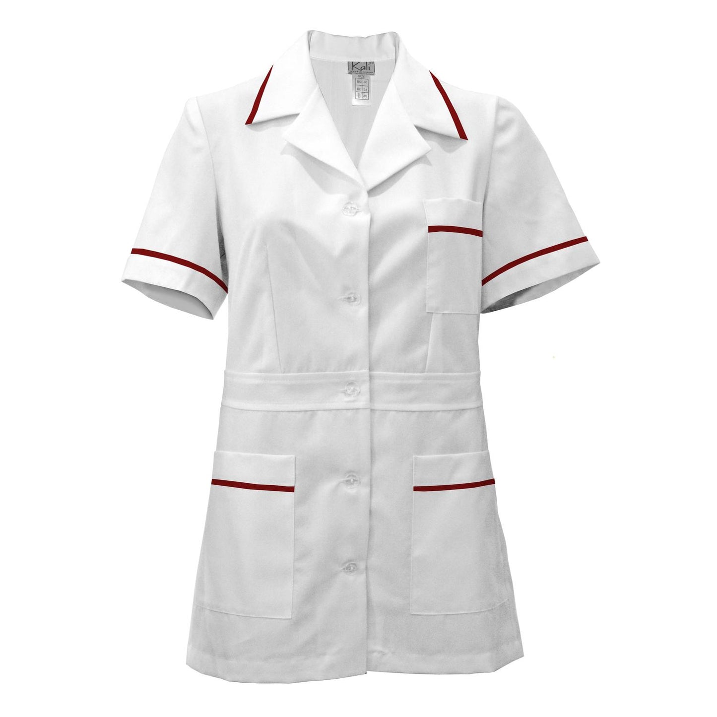 Women's white tunic with trim - wine color, model F230-1