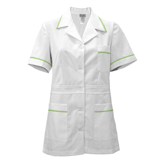 Women's white tunic with trim - color pale green, model F230-1