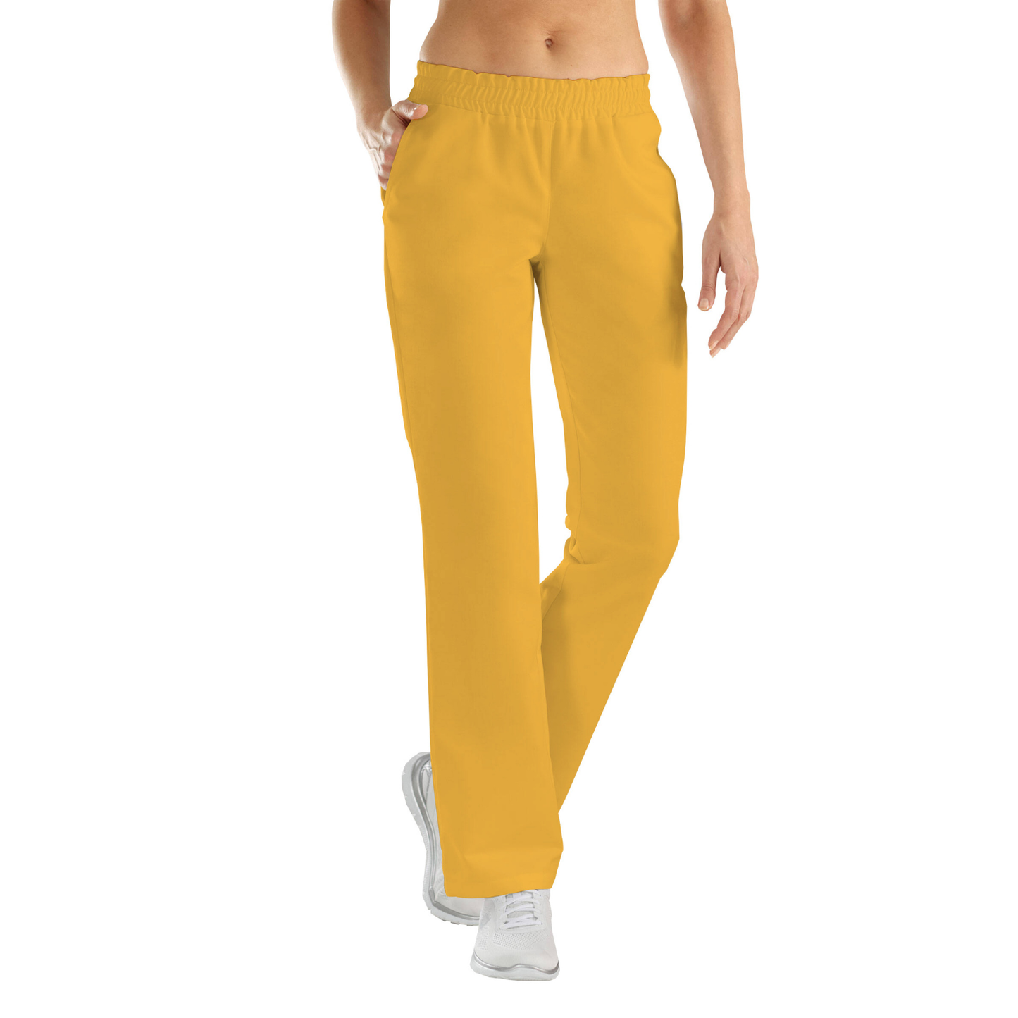 Women's trousers with two side pockets - color yellow, model FP406
