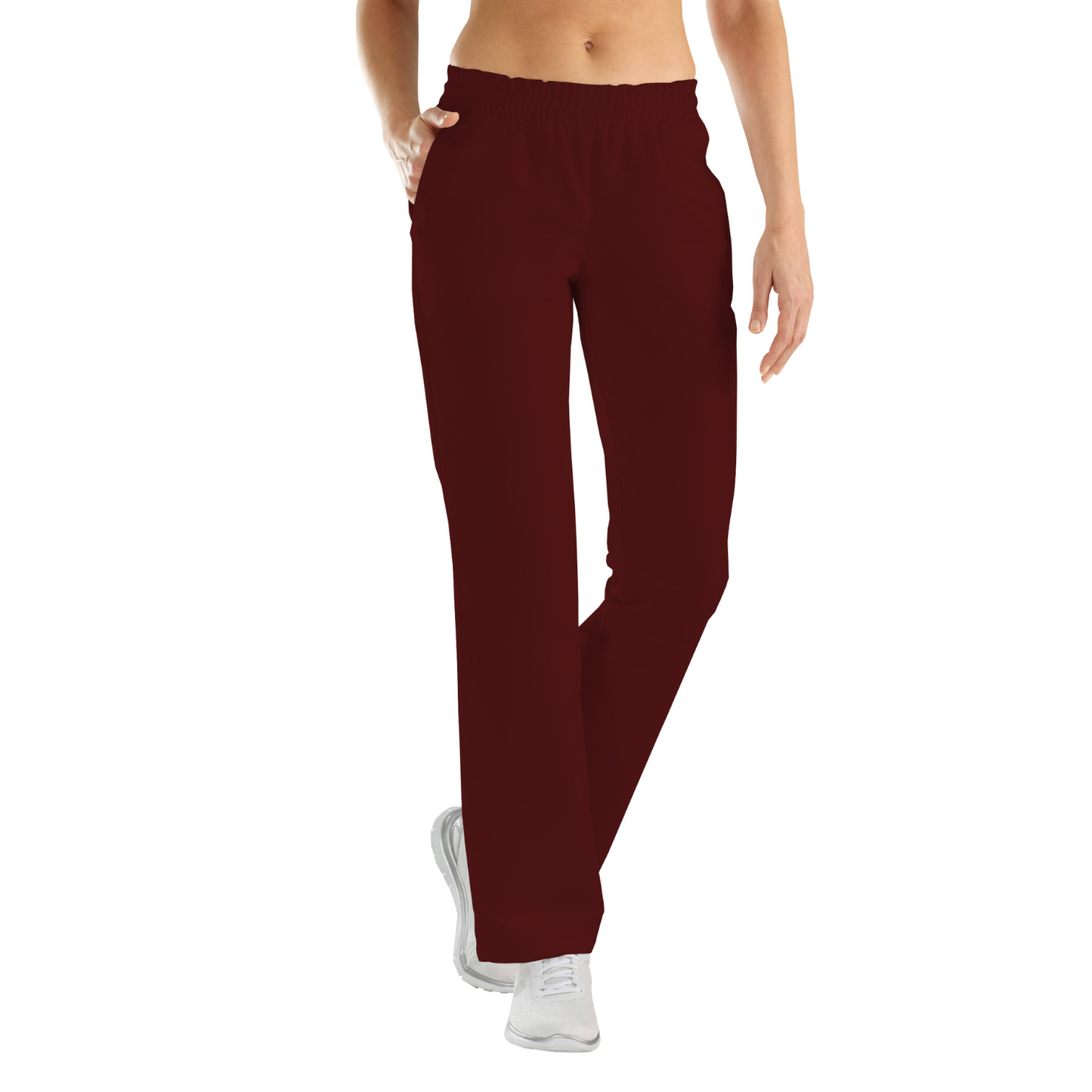 Women's trousers with two side pockets - burgundy color, model FP406