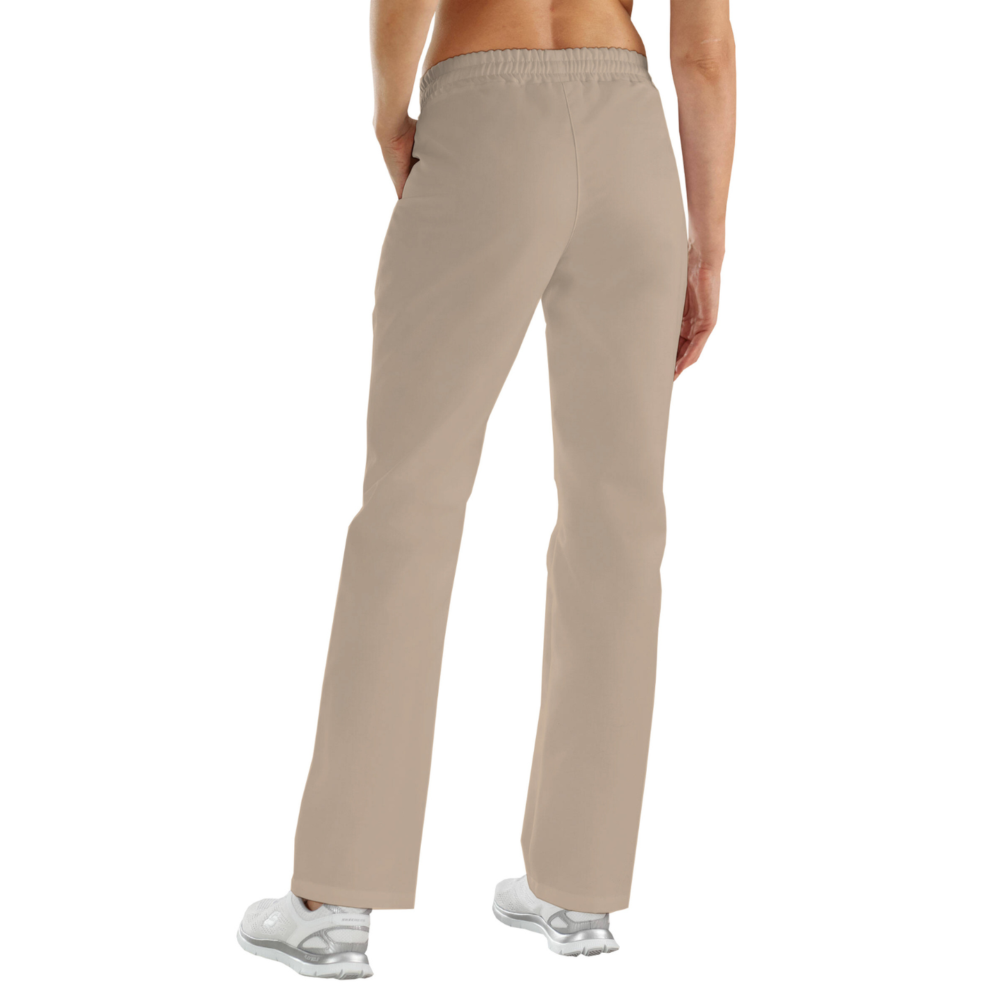 Women's trousers with two side pockets - beige color, model FP406