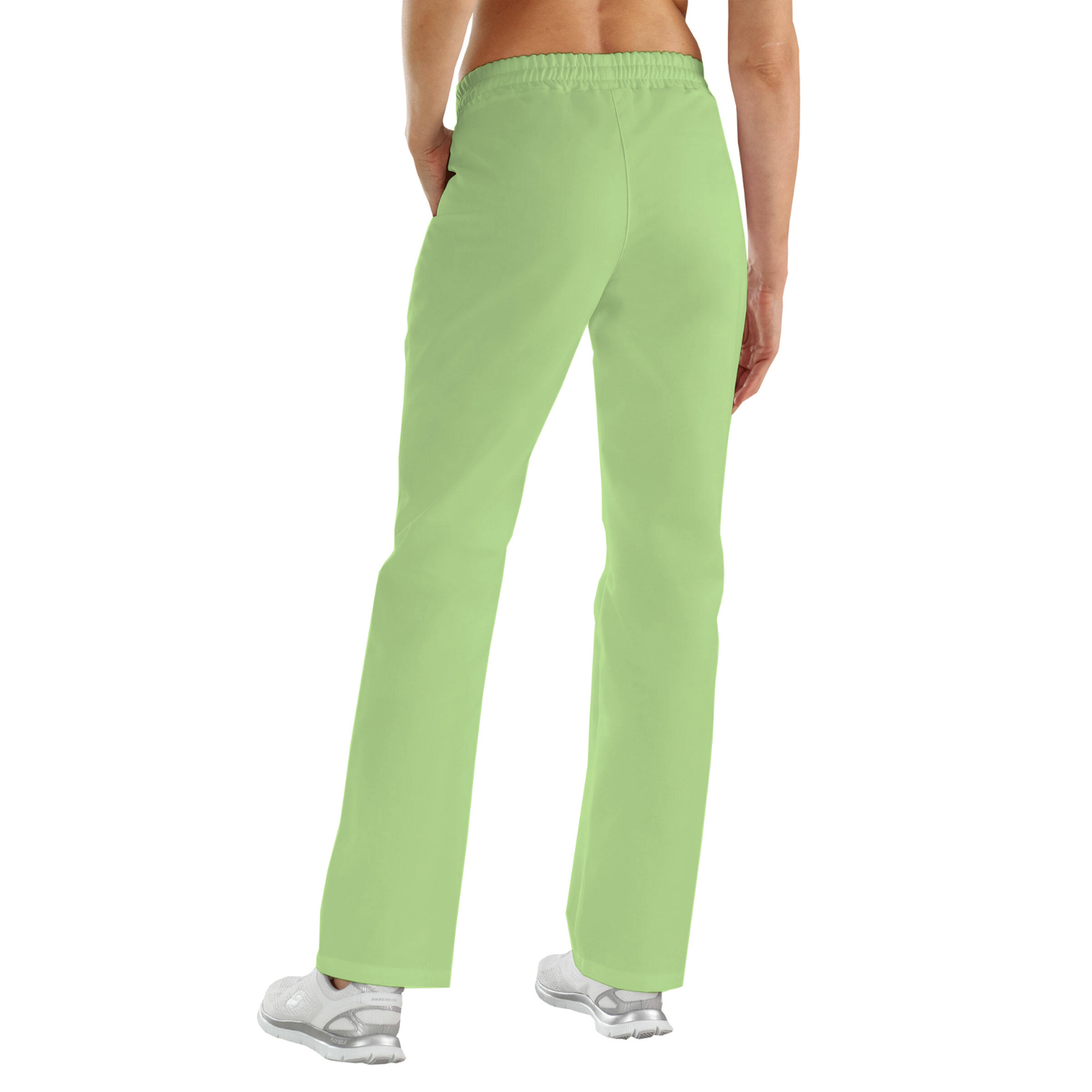 Women's trousers with two side pockets - color pale green, model FP406