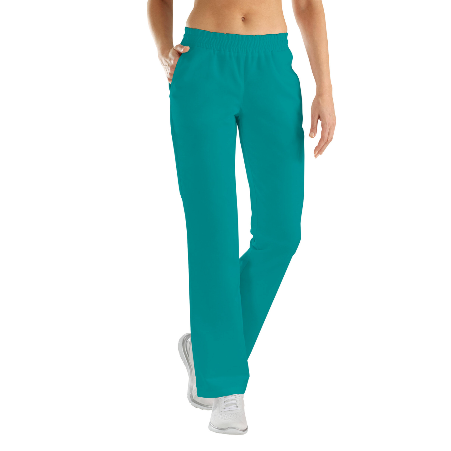 Women's trousers with two side pockets - color sea green, model FP406