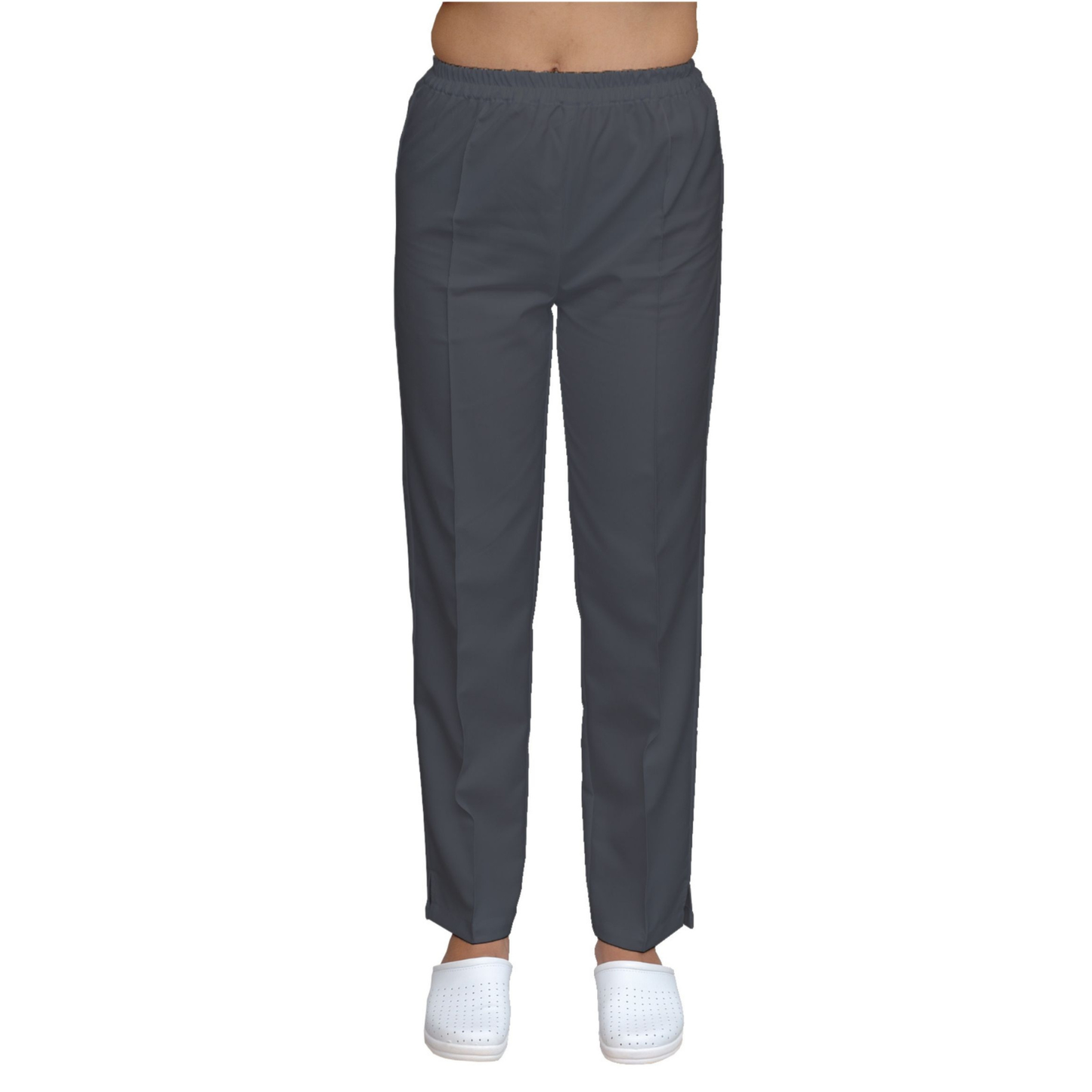 Women's straight trousers - dark gray color, model FP