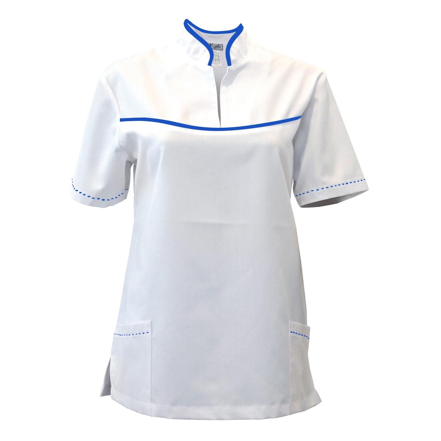 Women's white tunic with trim - royal blue, model FS215-3