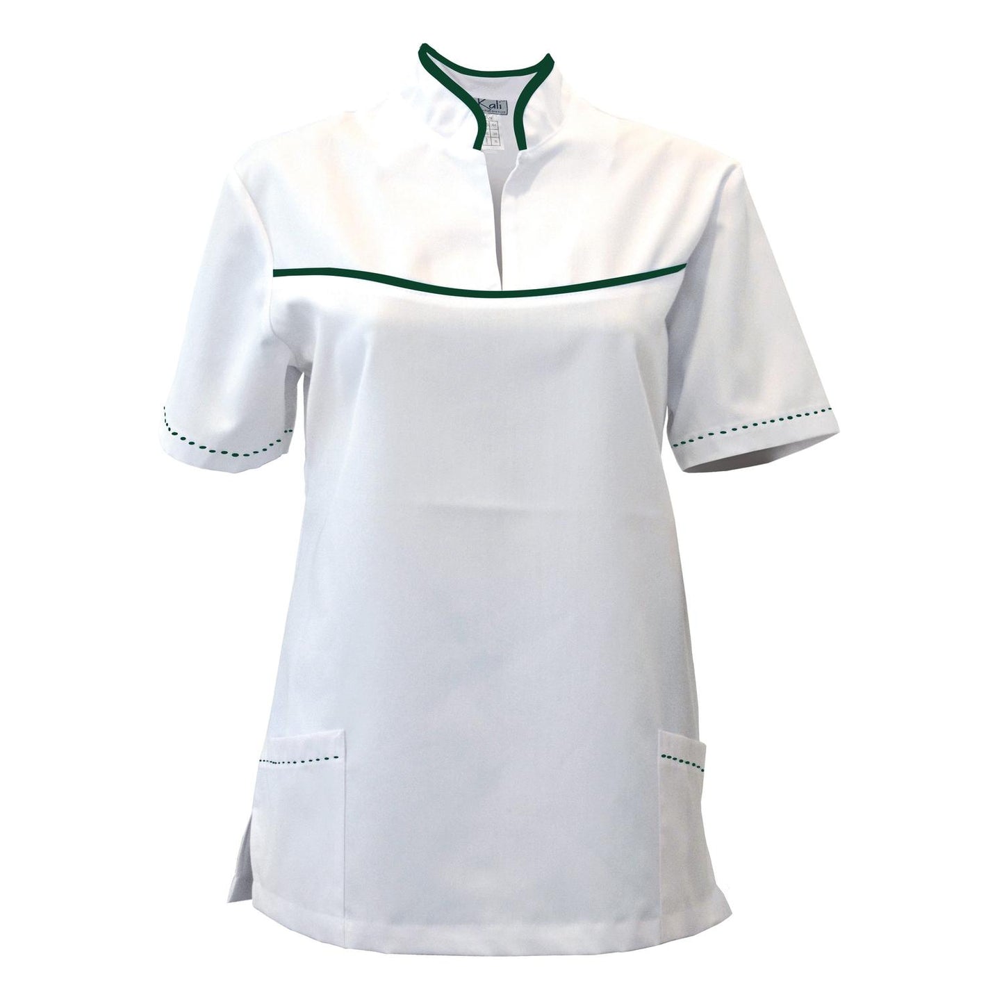Women's white tunic with trim - olive green, model FS215-3