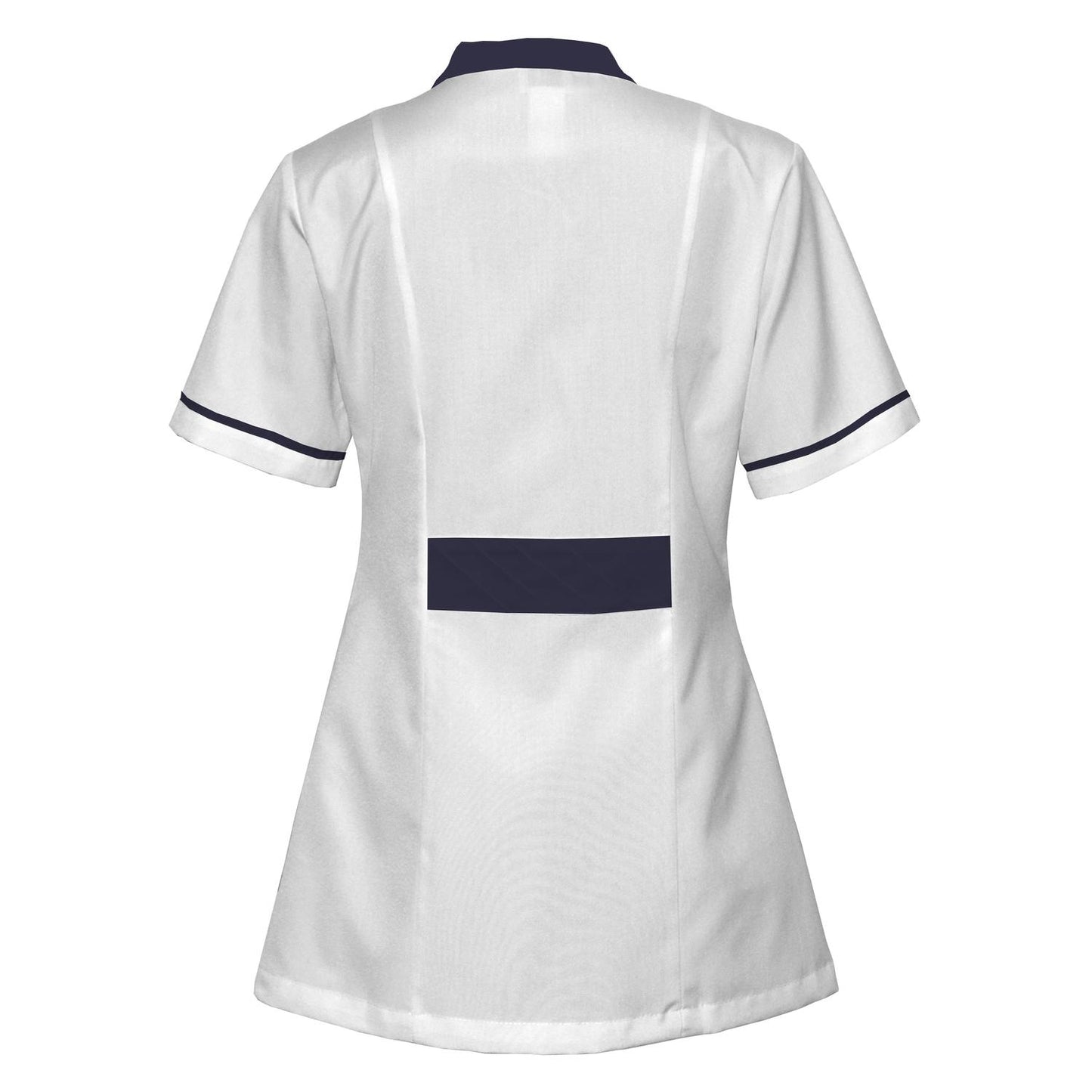 Order a women's white tunic with trim - Navy blue
