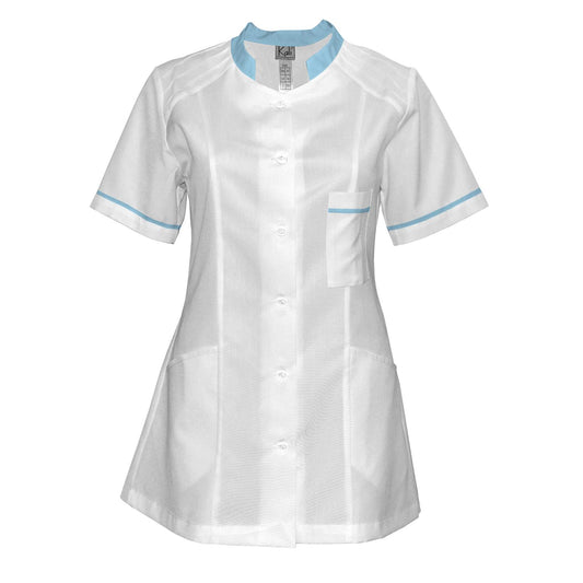 Women's white tunic with trim - light blue