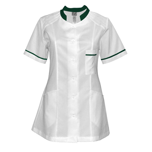 Women's white tunic with trim - Oil green
