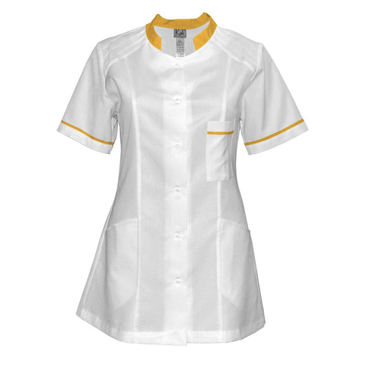 Women's white tunic with trim - Yellow