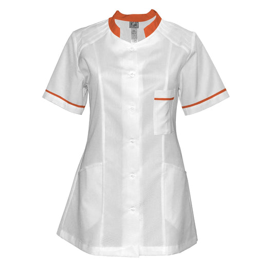 Women's white tunic with trim - Orange