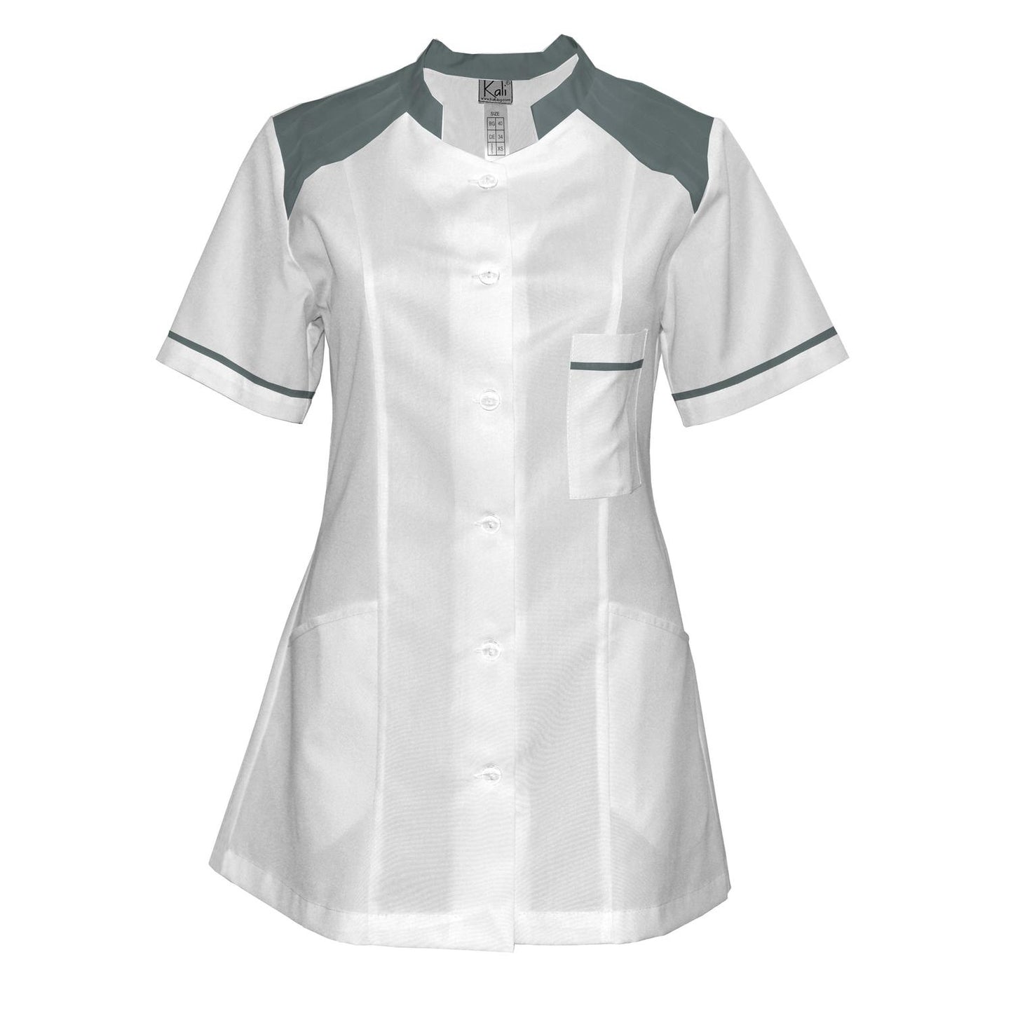 Order a women's white tunic with trim - Light gray