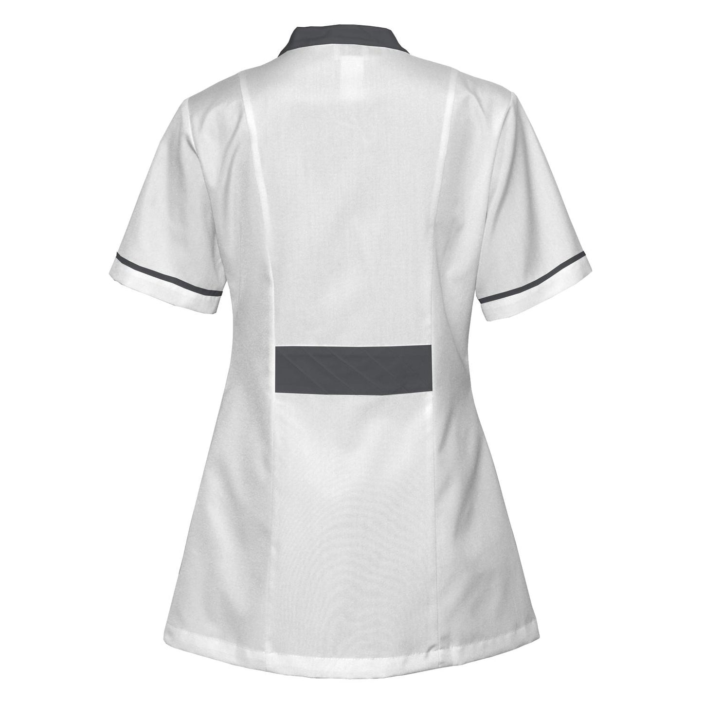 Order a women's white tunic with trim - dark gray