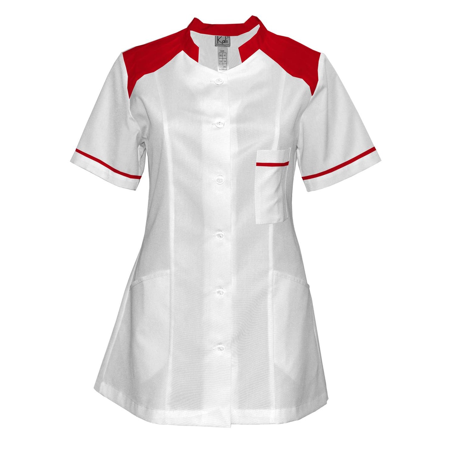 Women's white tunic with trim - Red